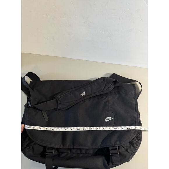 Vintage Nike Black Messenger Travel Shoulder Bag Cordura Nylon Crossbody Laptop - Picture 3 of 12